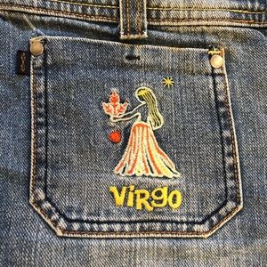 Juicy Coture Jeans embroidered with Virgo detail